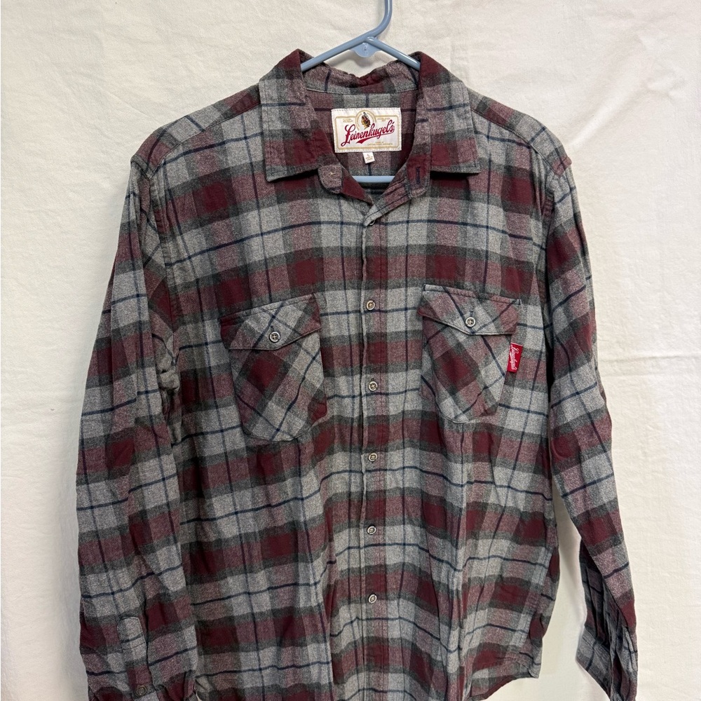 Button-Down Shirt - Gray & Burgundy